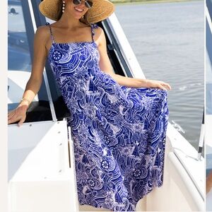 Kenny Flowers Nautical Blue and White Maxi Dress